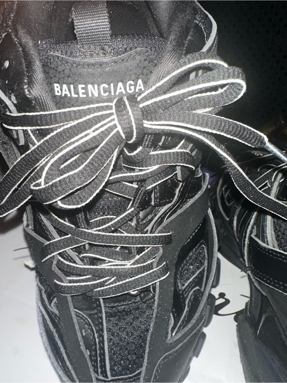Balenciaga Black Runner Sneaker and one monogrammed cotton bag. Size Men 10-10.5